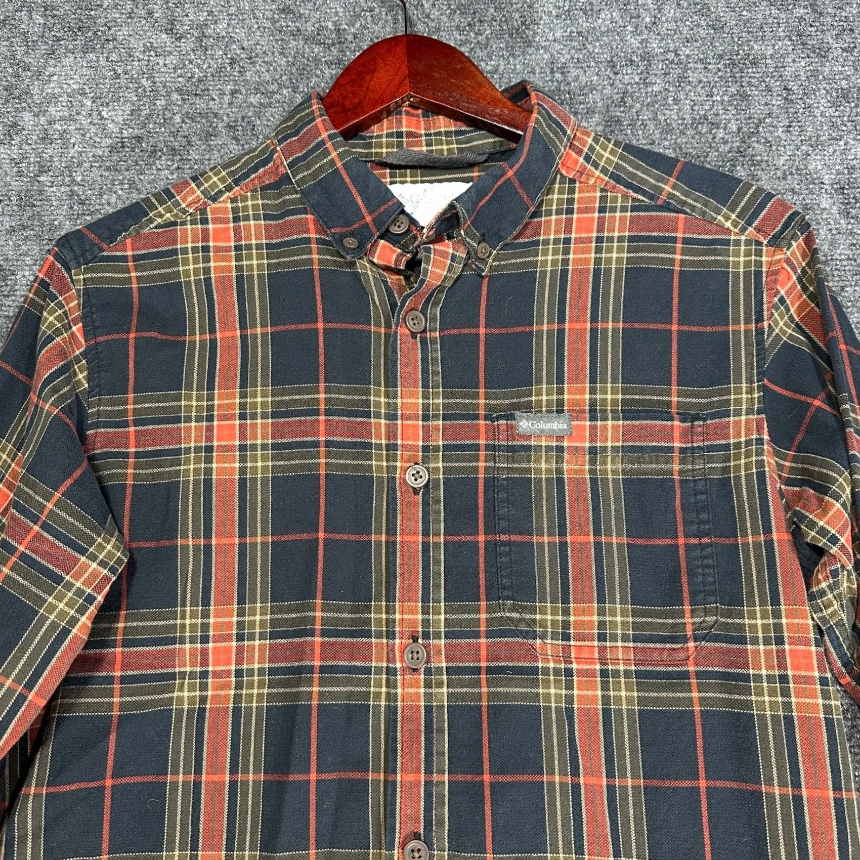Vintage Columbia Shirt Mens S Blue Orange Cotton Stretch Button Down Pocket Logo Size US S / EU 44-46 / 1 - 5 Thumbnail