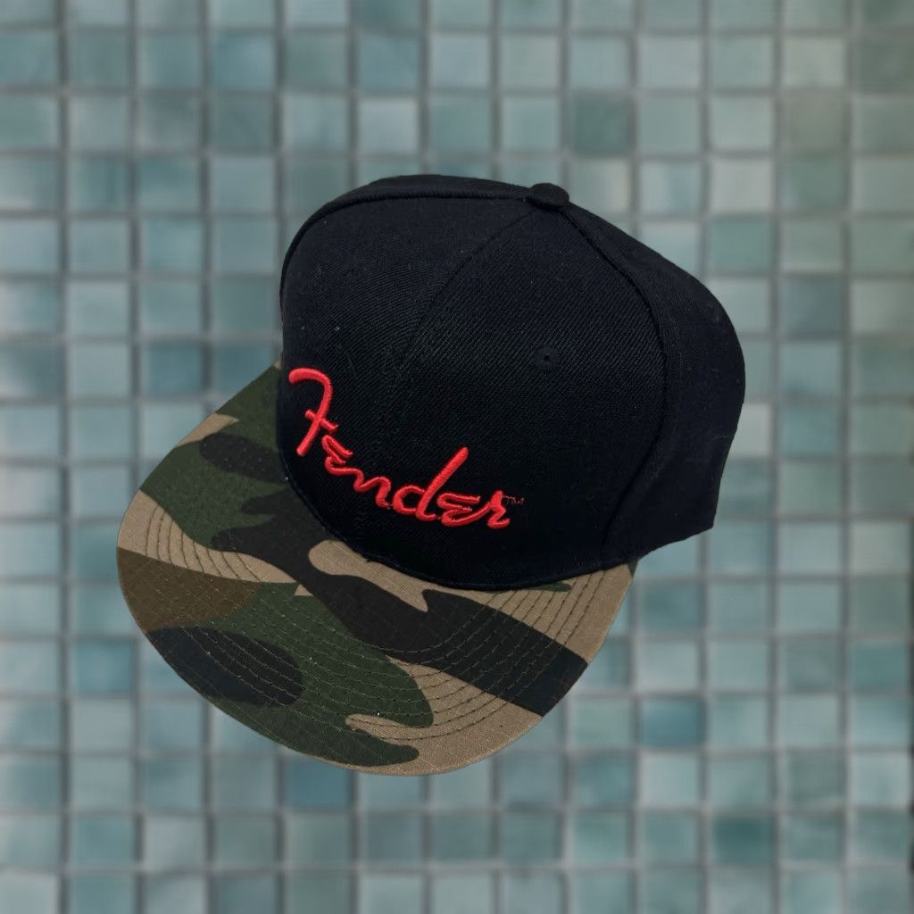 Fender Fender Guitars Hat Mens One Size Black Camouflage Flat Bill Snapback Cotton Twill Size ONE SIZE - 1 Thumbnail