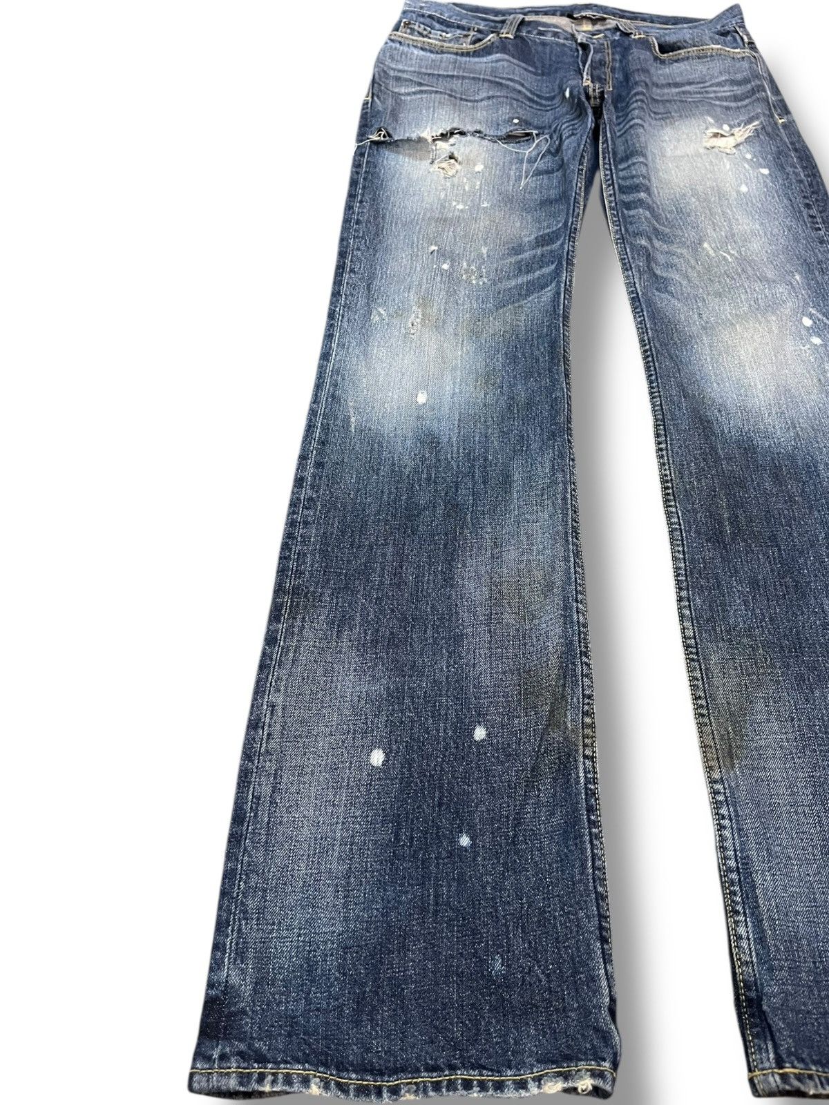 If Six Was Nine Vintagw Loud Waltz Number 1 Distressed Paint Splatter Denim Size US 31 - 3 Thumbnail