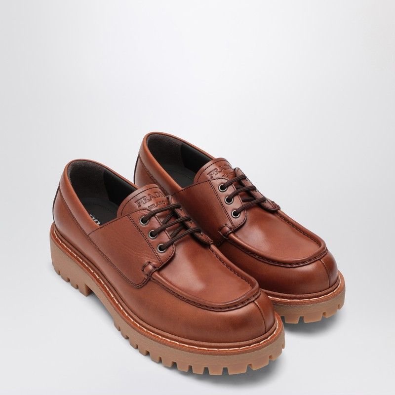 Prada Prada Laced Moccasins In Cognac Leather Size US 9 / EU 42 - 1 Thumbnail