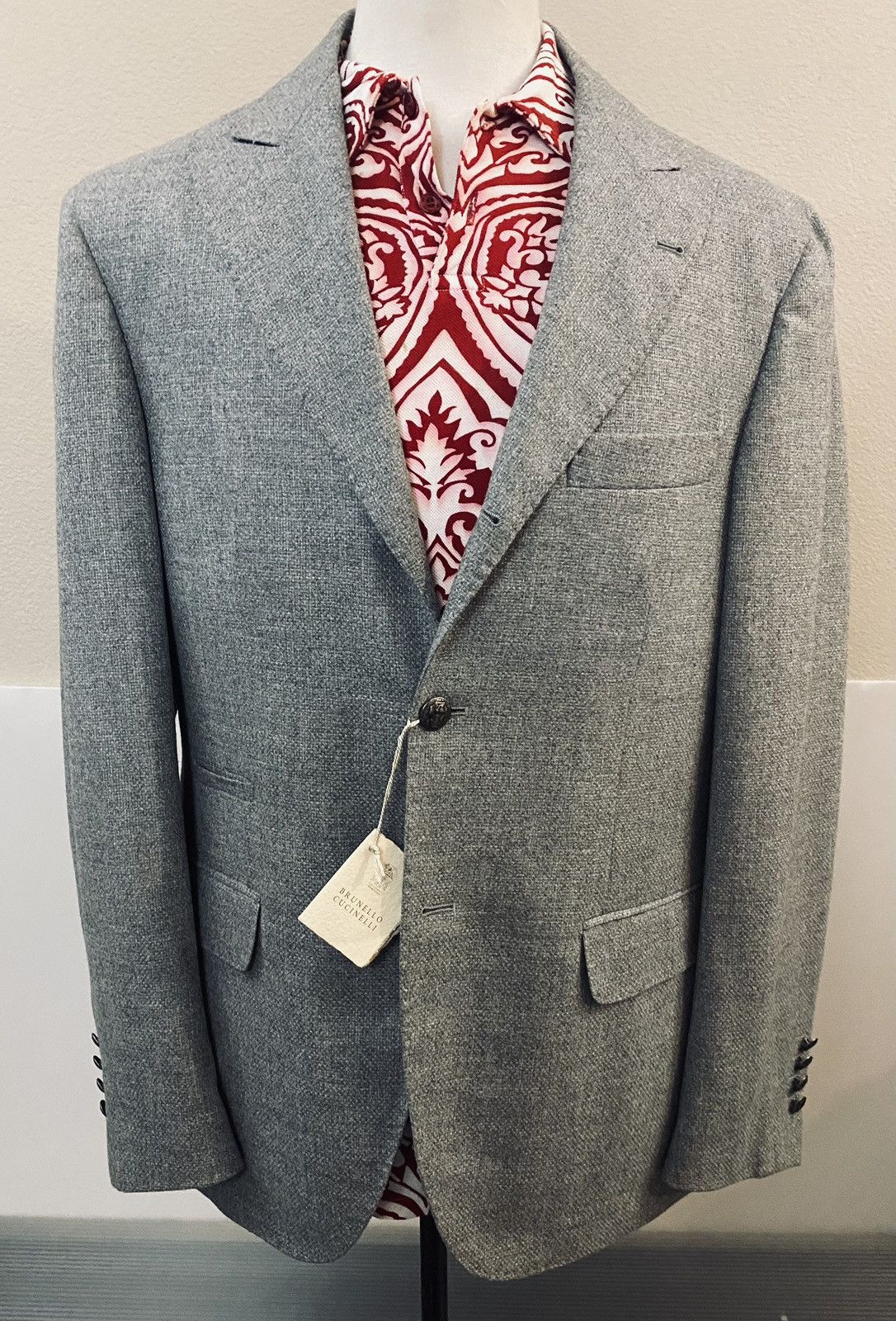 Brunello Cucinelli Brunello Cucinelli 🇮🇹 grey wool/cashmere logo blazer 52 NEW Size 42R - 1 Thumbnail