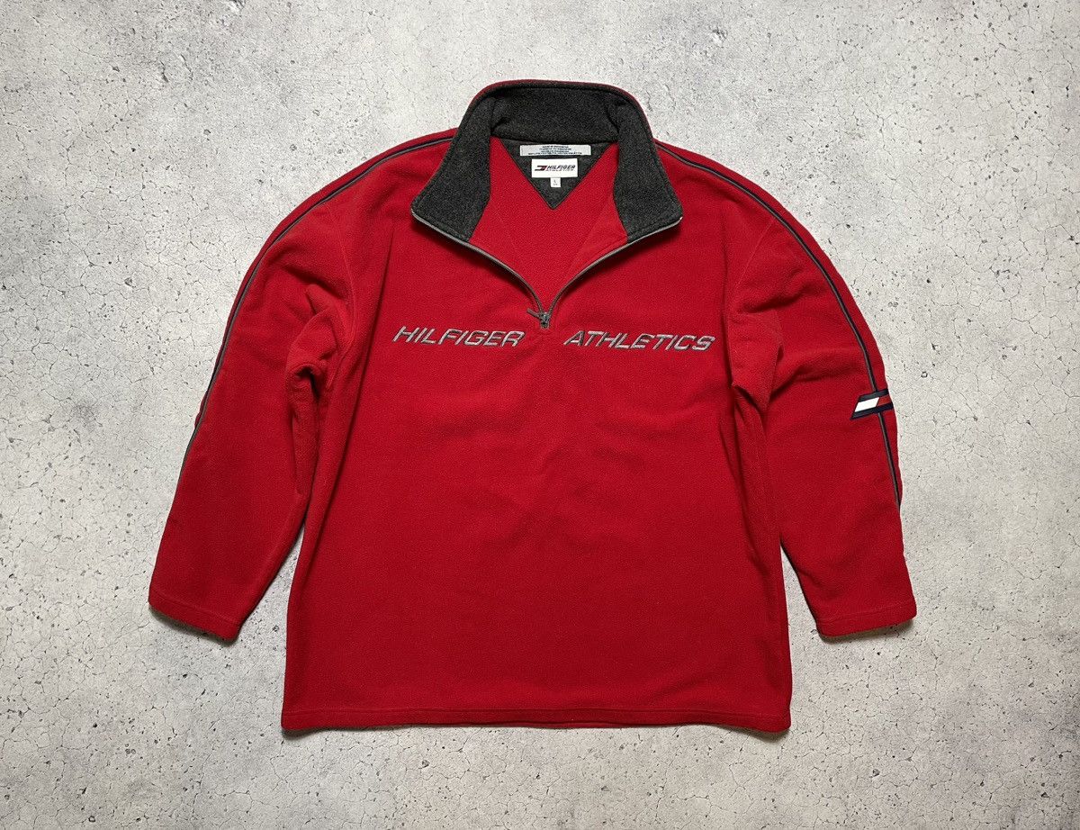 Tommy Hilfiger × Vintage Vintage 90s Fleece Jacket 1/4 Zip Tommy Hilfiger Athletics Size US L / EU 52-54 / 3 - 1 Thumbnail