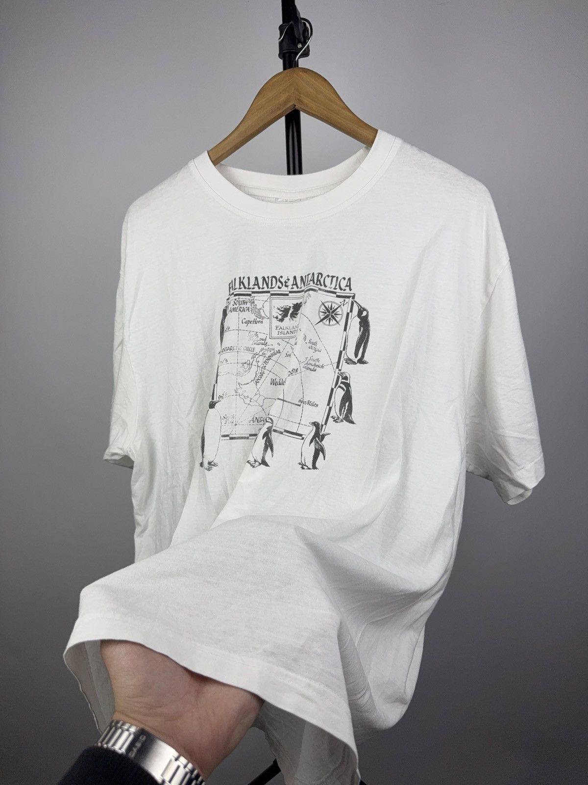 Vintage Retro Vintage Falklands & Antarctica Map Graphic Tee 90s Size US XL / EU 56 / 4 - 5 Thumbnail