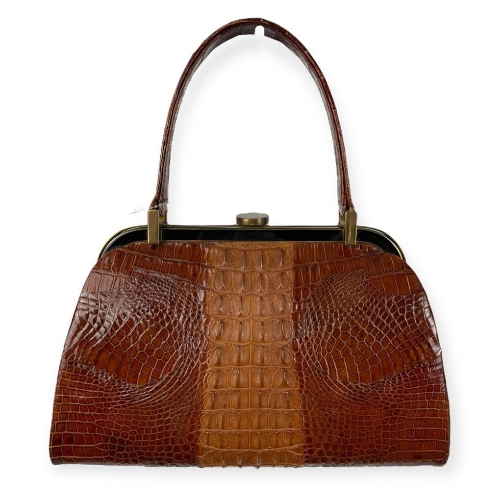 Vintage Genuine Crocodile Leather Hornback Skin Top Handle Bag (VTG) Size ONE SIZE - 3 Thumbnail