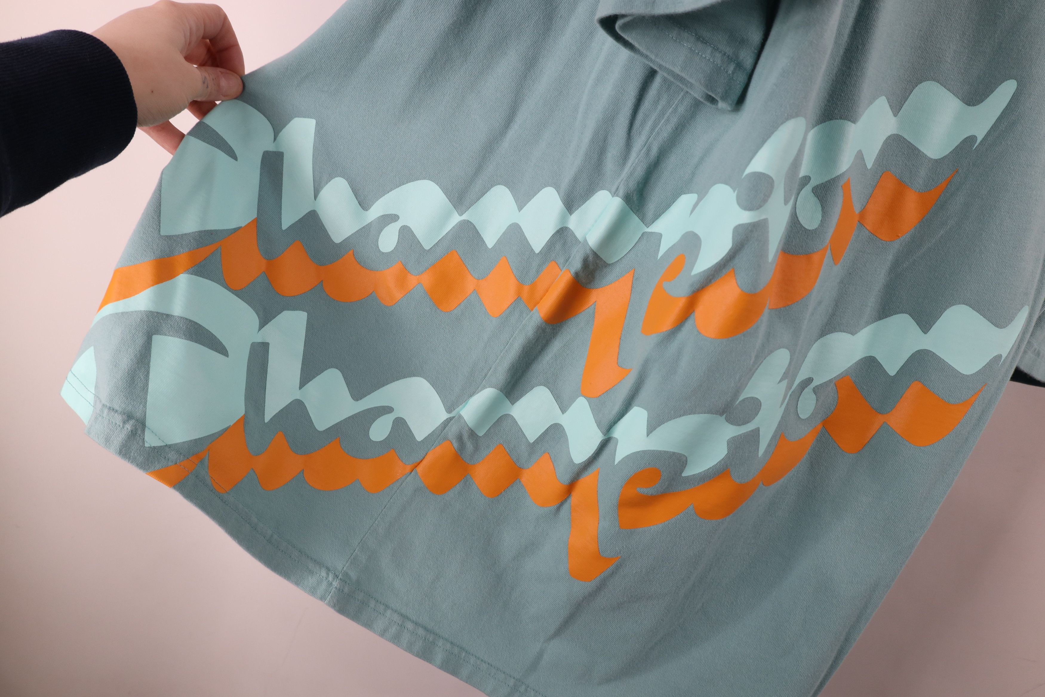 Champion × Vintage Vintage Y2K Champion Logo Jersey Knit T-Shirt Blue Cotton Size US XL / EU 56 / 4 - 11 Thumbnail