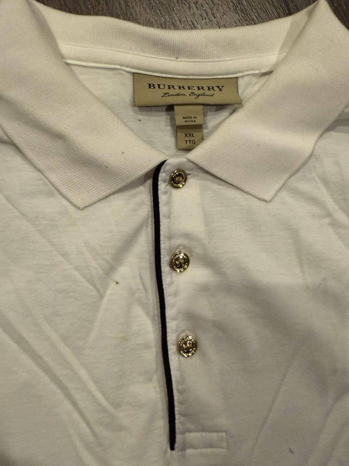 Burberry Burberry Men’s White Polo Gold Accents Size US M / EU 48-50 / 2 - 2 Thumbnail