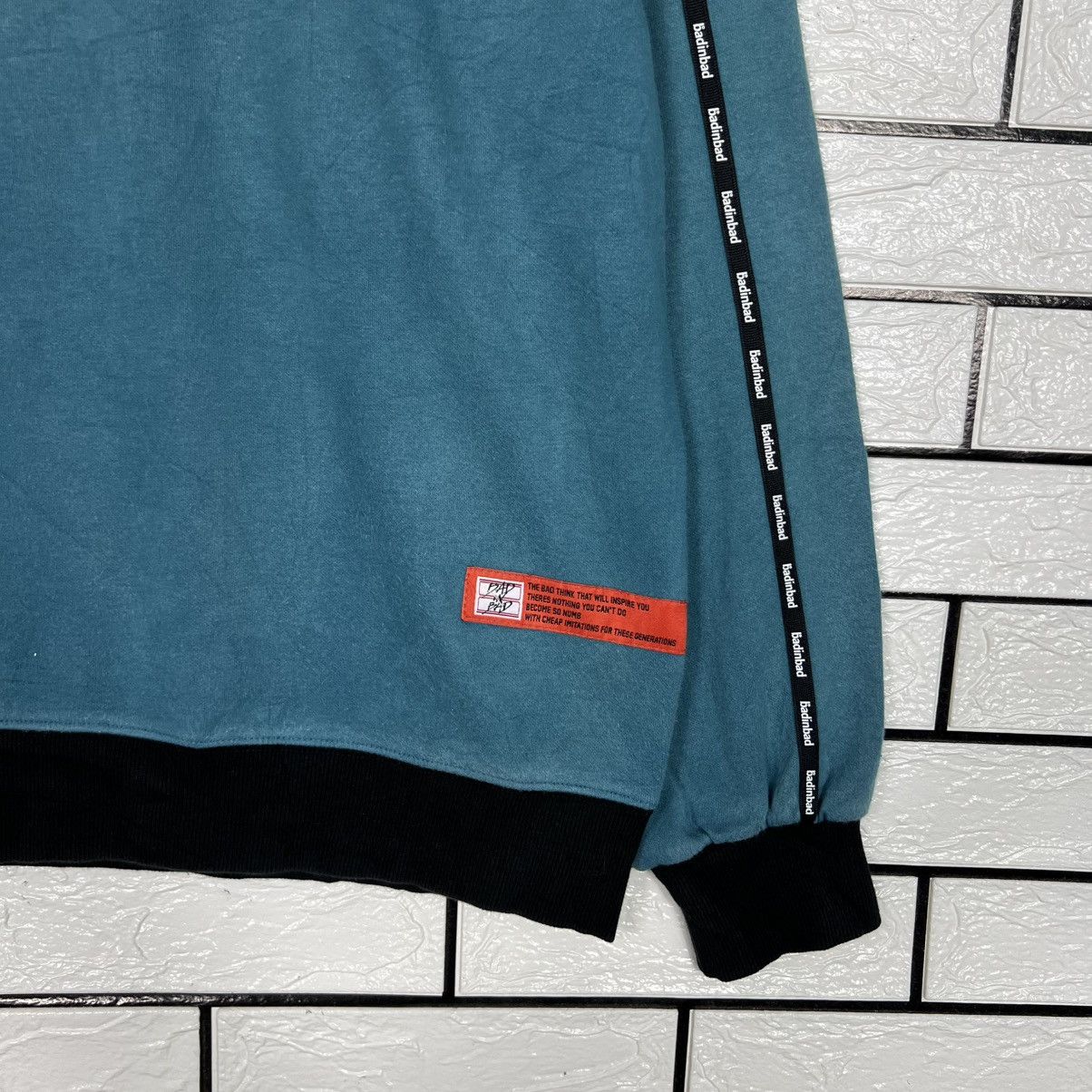 Vintage BAD IN BAD Big Logo Collared Sweatshirt #4181-C191 Size US M / EU 48-50 / 2 - 19 Thumbnail