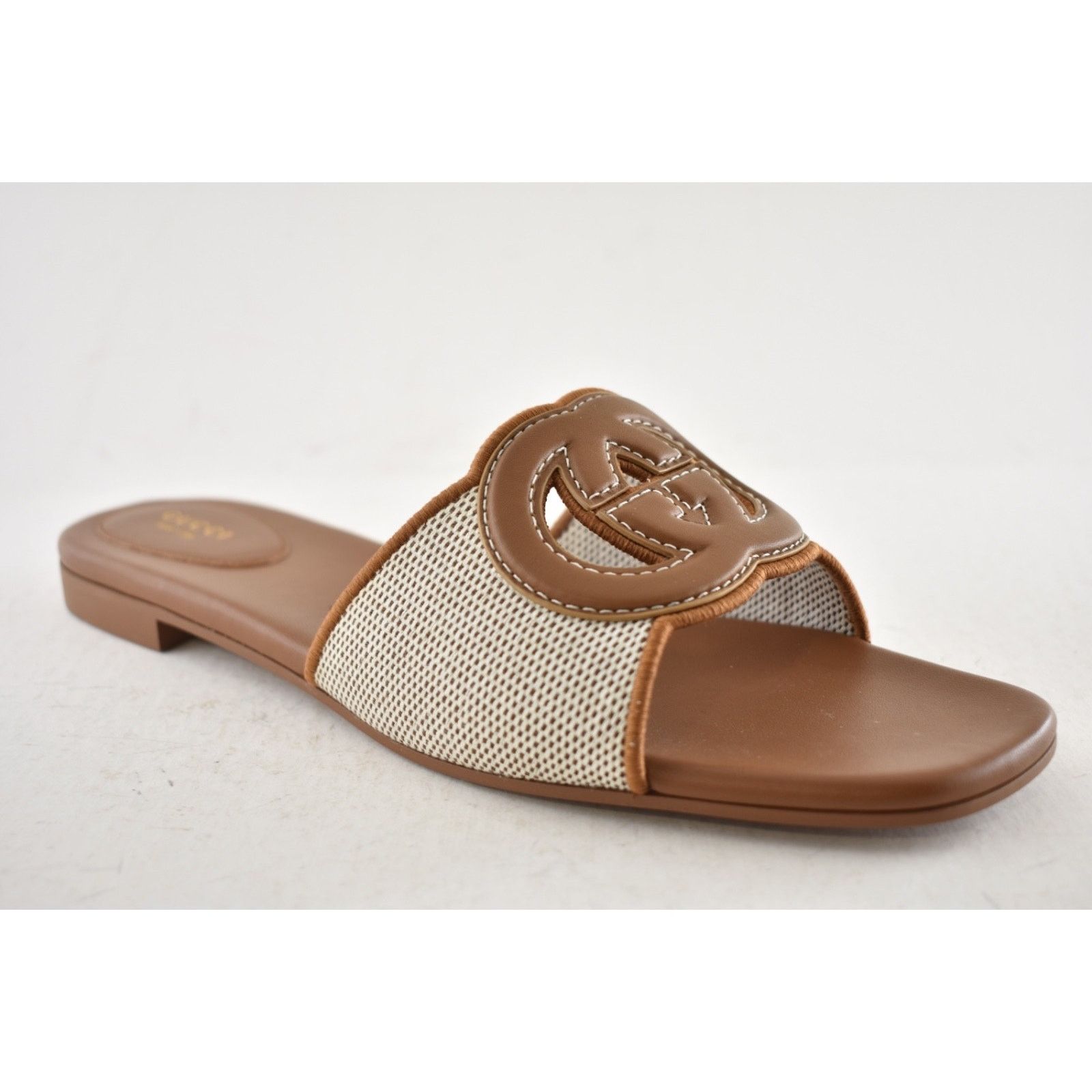 Gucci Gucci GG Interlocking Brown Leather Canvas Mule Sandal 42 Size US 12 / IT 42 - 6 Thumbnail