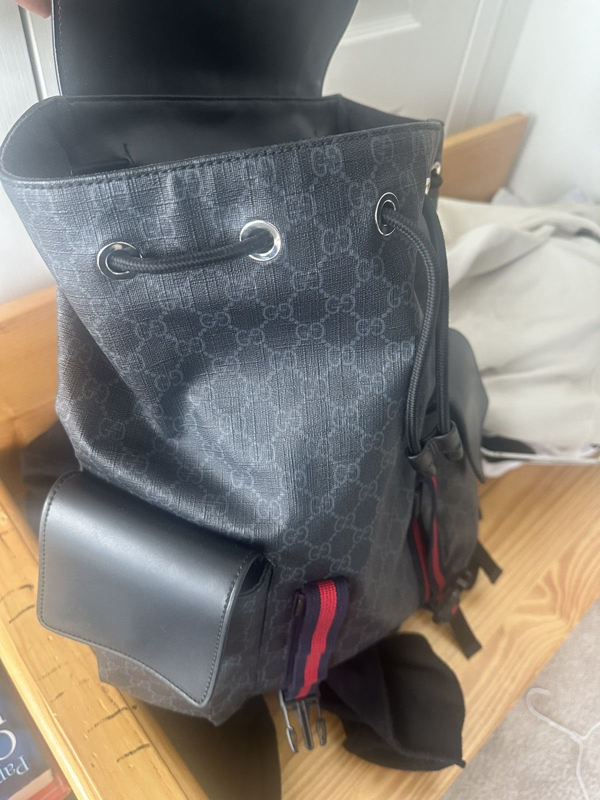 Gucci Gucci Black Supreme GG Monogram Backpack Size ONE SIZE - 4 Thumbnail