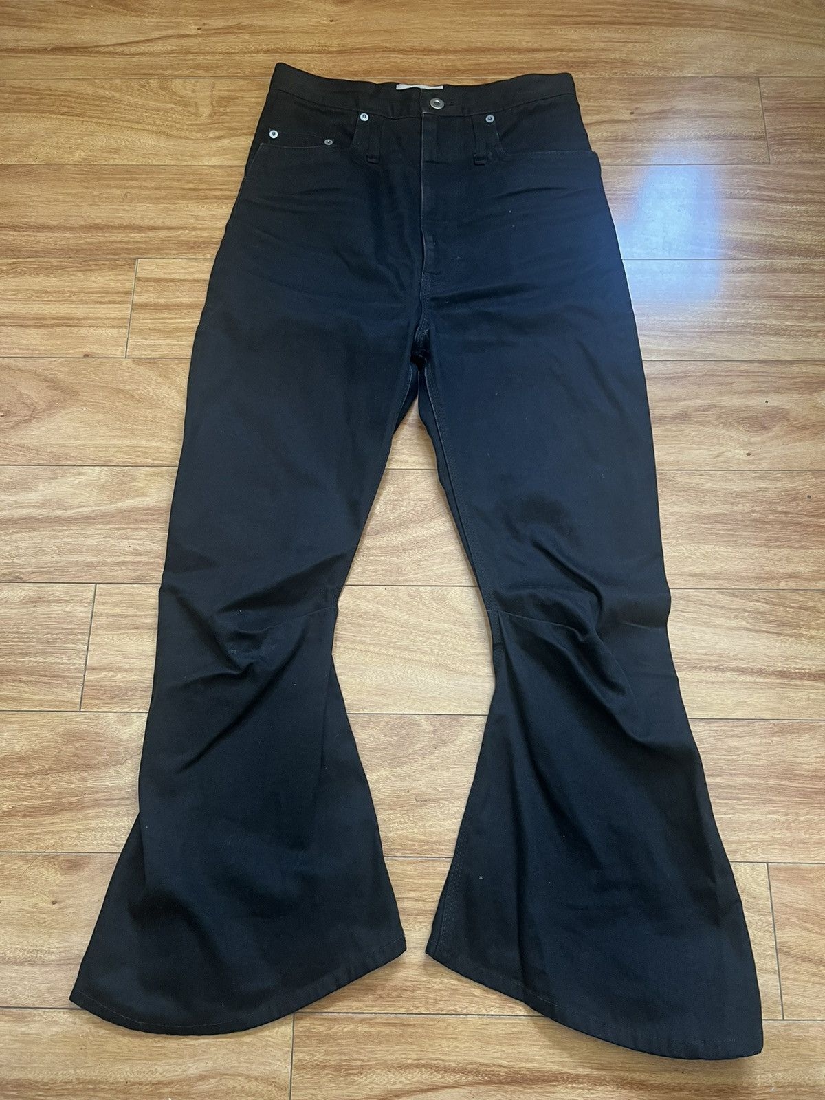 image of Kozaburo Long 3D Flared Jeans in Black, Men's (Size 27)