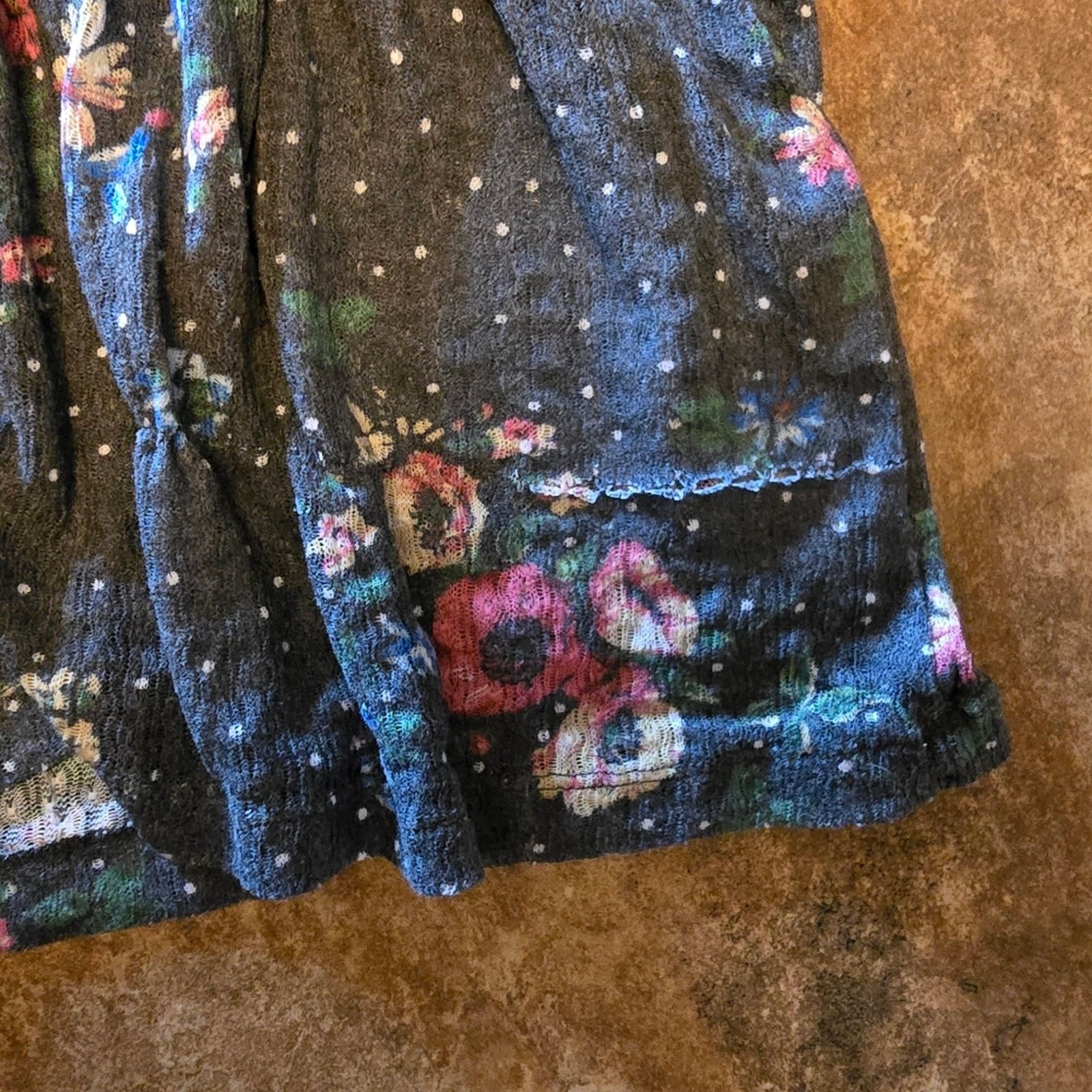 Other Dark Grey Floral Detailed Flowy 3/4 Sleeve Size ONE SIZE - 4 Thumbnail