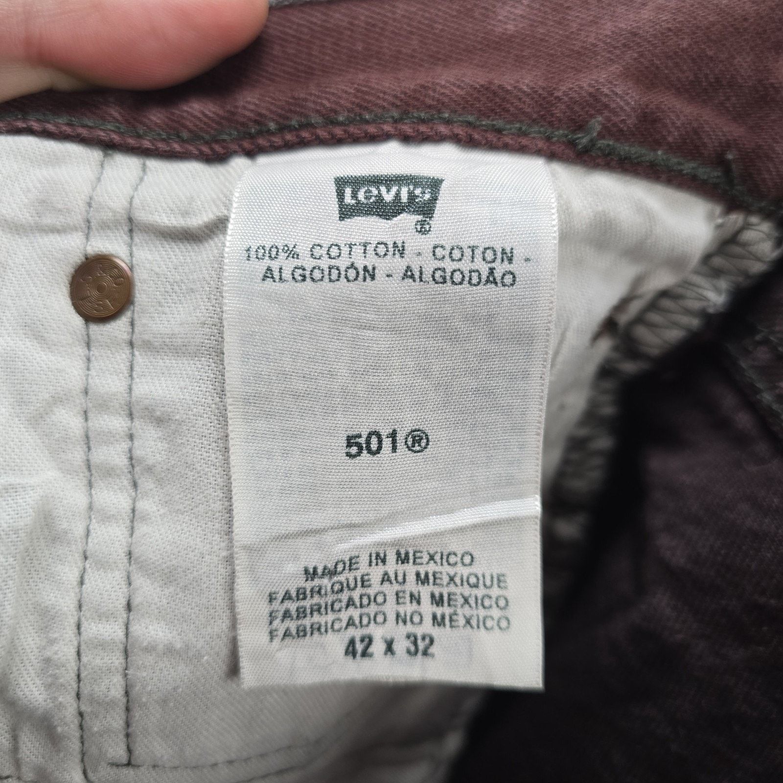 Levi's Levis 501xx Jeans 42x32 (Actual 40x29) Maroon Straight Leg Size US 40 / EU 56 - 5 Thumbnail