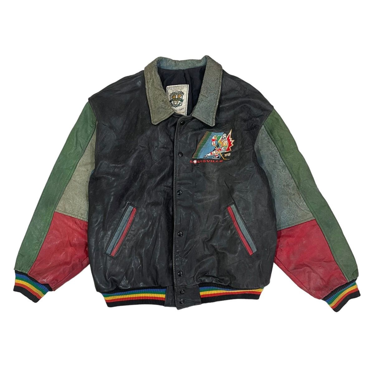 Louisville Slugger 🔥Vintage 90s Louisville Varsity Leather Jacket Size US L / EU 52-54 / 3 - 8 Thumbnail