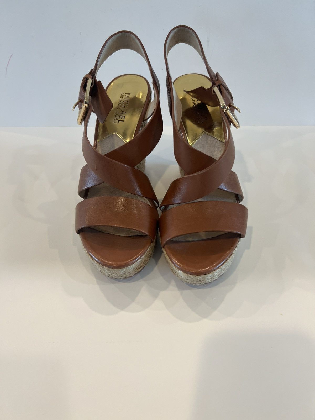 Michael Kors Brown Wedge Sandals With Rope Heel Shoes Size 8.5, Women's