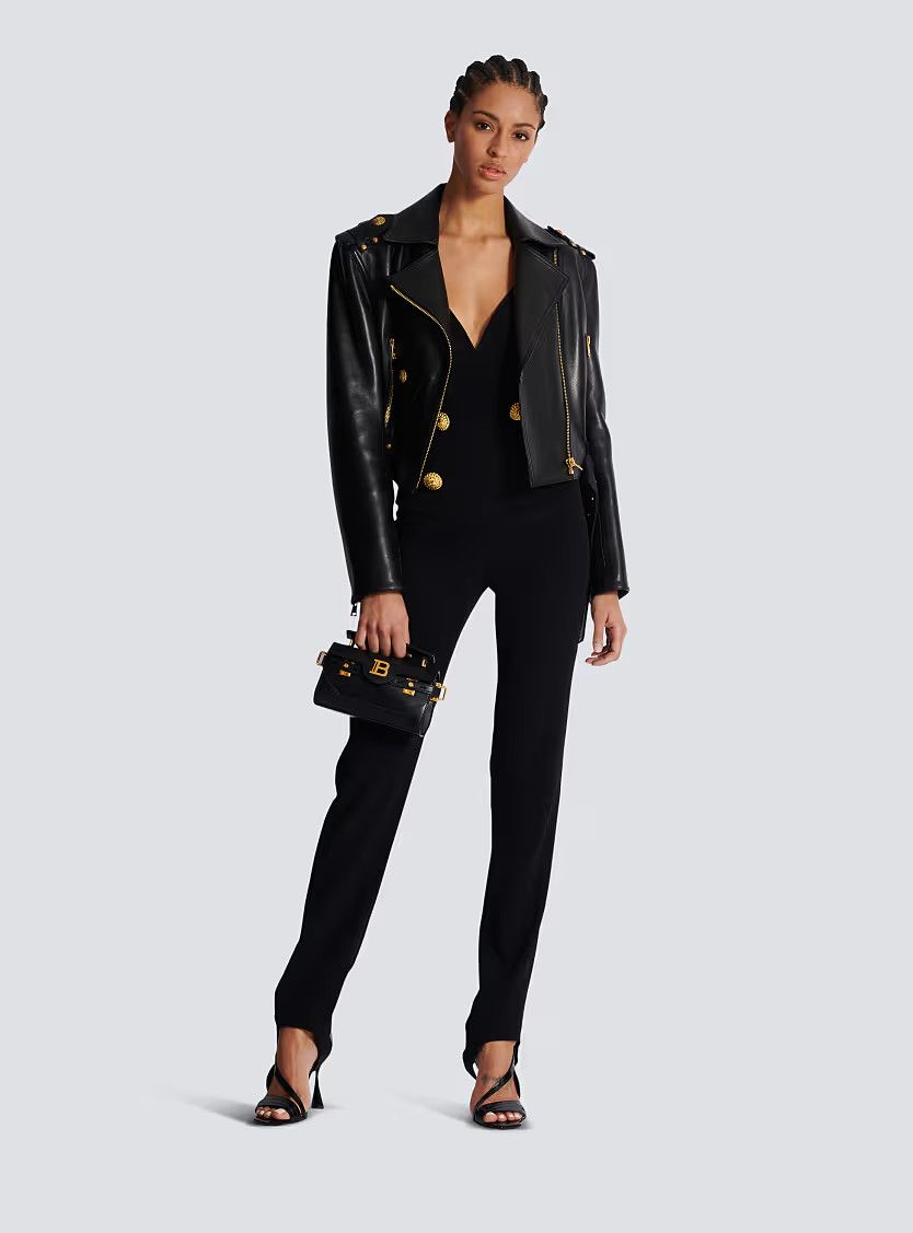 Balmain o1s1wg110725 Crepe Tailored Jumpsuit in Black Size 30" / US 8 / IT 44 - 3 Thumbnail