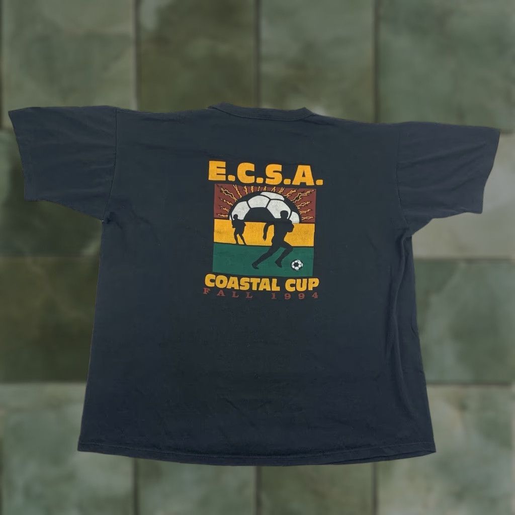 Russell Athletic VINTAGE Russell Athletic Soccer T-Shirt Adult XL Black 90s Coastal Cup 1994 Mens Size US XL / EU 56 / 4 - 1 Thumbnail
