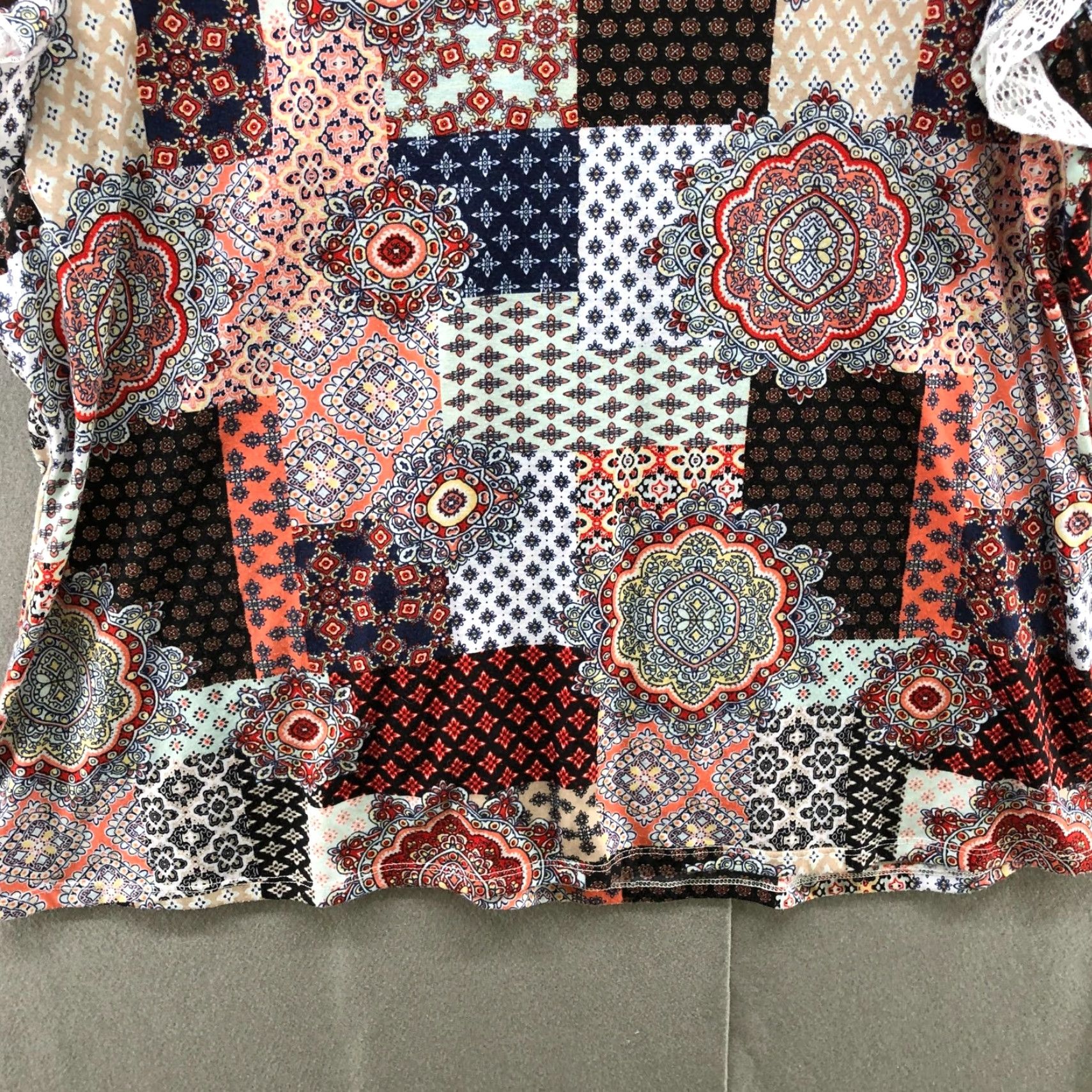 Vintage Bobbie & Brooks Plus 1X Womens Top Patchwork Boho Crochet Lace Flutter Sleeve V-Neck Short Sleeve Blouse Size XL / US 12-14 / IT 48-50 - 4 Thumbnail