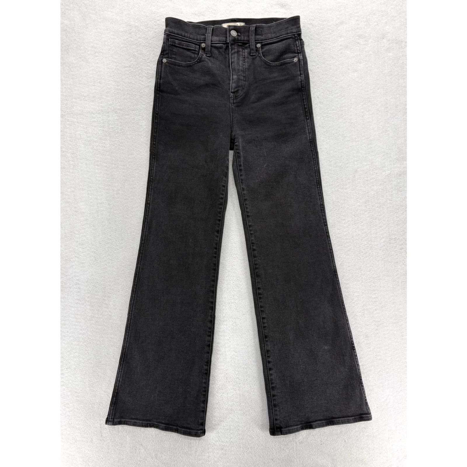 Madewell Madewell Jeans Flared Jeans Womens 25P Black Charcoal Wash Stretch High Rise 5-Pocket Denim Size 42" / US 20 - 2 Thumbnail