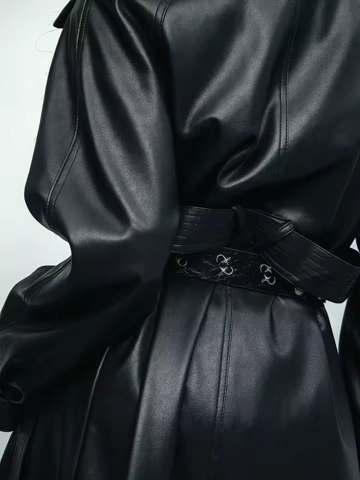 Other Gothic Punk PU Leather Rivet Black Unisex Belt Size ONE SIZE - 7 Thumbnail