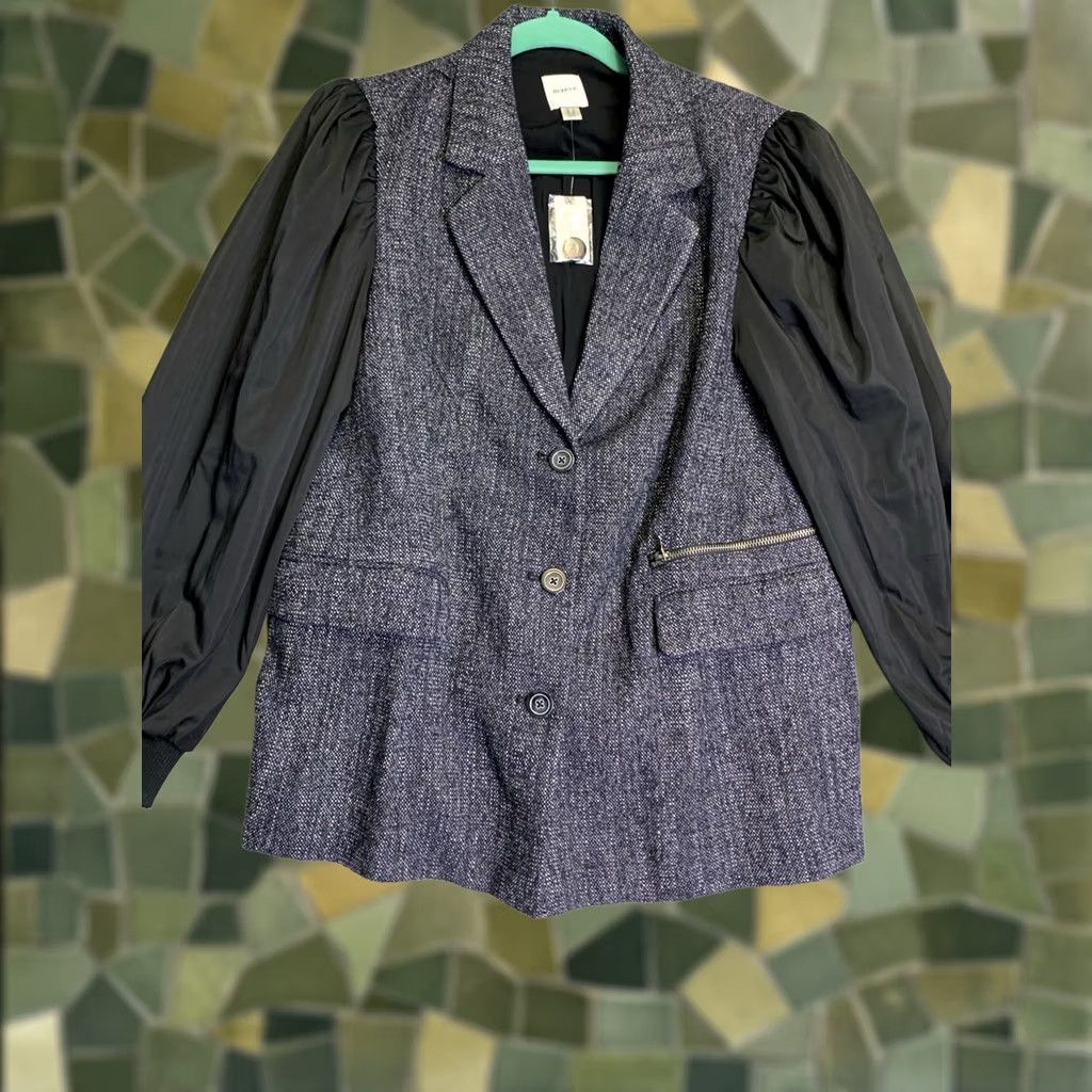 Vintage VINTAGE Maeve Jacket Womens 10 Black Knit Solid Button Collared Relaxed City Classic Hipster London Paris 90s Size L / US 10 / IT 46 - 1 Thumbnail