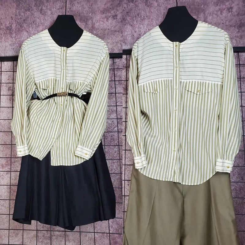 Dior Dior Green Silk Striped Long Sleeve Shirt 0089 Size S / US 4 / IT 40 - 1 Thumbnail