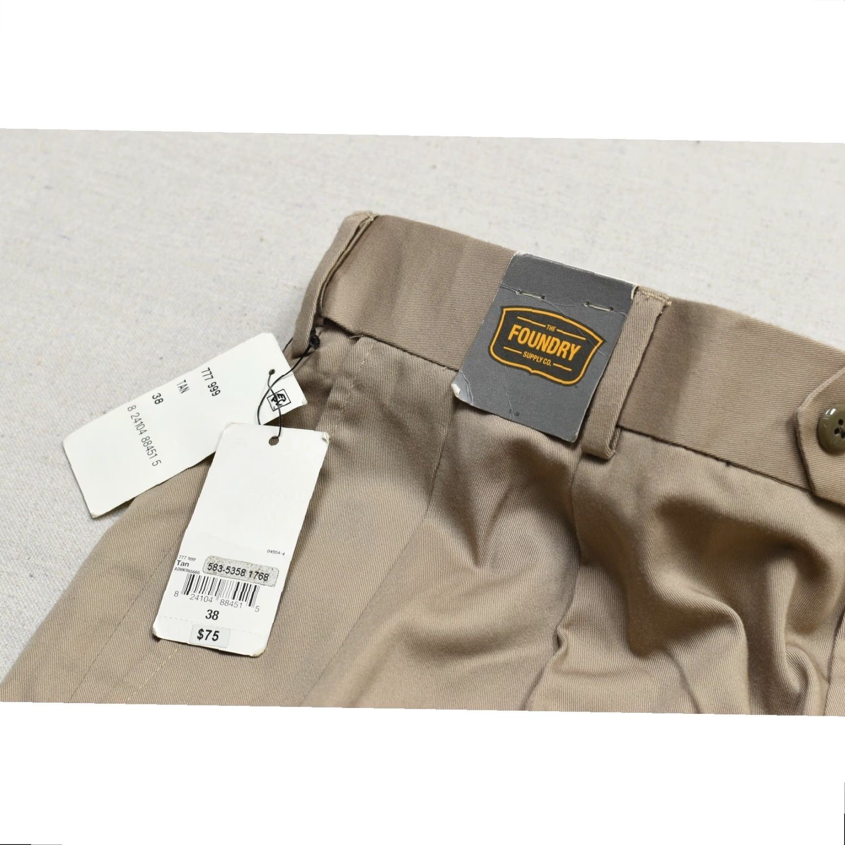 Vintage Foundry Supply Co. Men’s Tan Pleated Dress Pants Regular 38x38 Slas h Pocket Cotton 65% Polyester 35% Rayon Jeans? Size US 38 / EU 54 - 6 Thumbnail
