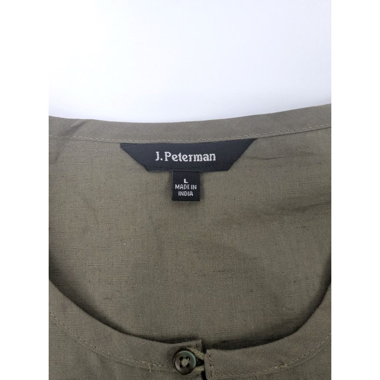 Vintage J. Peterman Shirt Mens Large Grandad Popover Linen Cotton Blend Button Green Button-Up Long Sleeve Casual Vintage: No Size US L / EU 52-54 / 3 - 7 Thumbnail