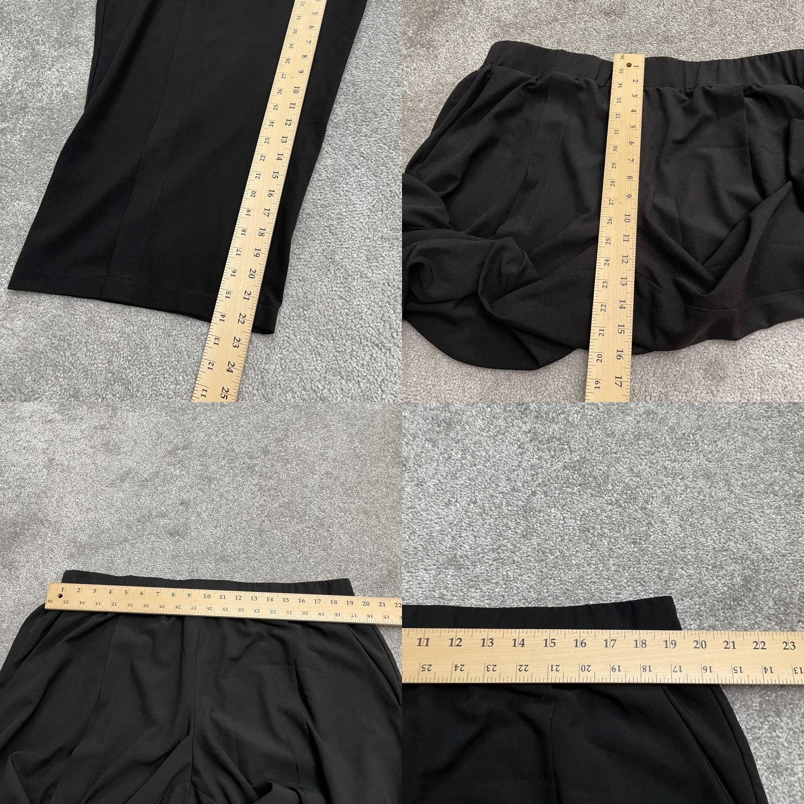 Vintage Loralette Cropped Pants Womens 3X Black Wide Leg Elastic Waist Casual 39x22 Size 40" / US 18 - 8 Thumbnail