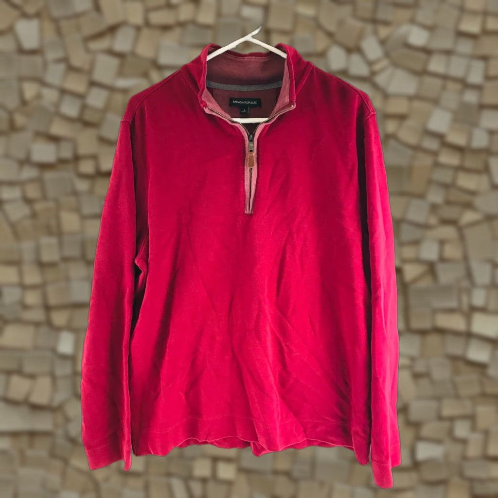 Banana Republic Banana Republic Shirt Mens Size Large Red Quarter Zip Pullover Long Sleeve T-Shirt Size US L / EU 52-54 / 3 - 1 Thumbnail