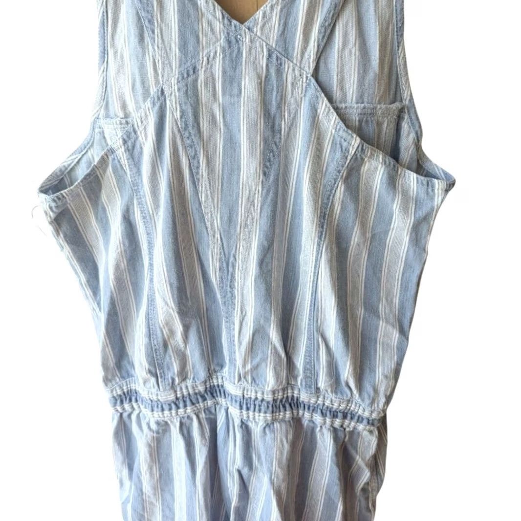 Vintage VINTAGE A/M Sport Romper Blue White Striped Sleeveless Button Front Size M Womens Shortall 90s Size 32" / US 10 / IT 46 - 3 Thumbnail
