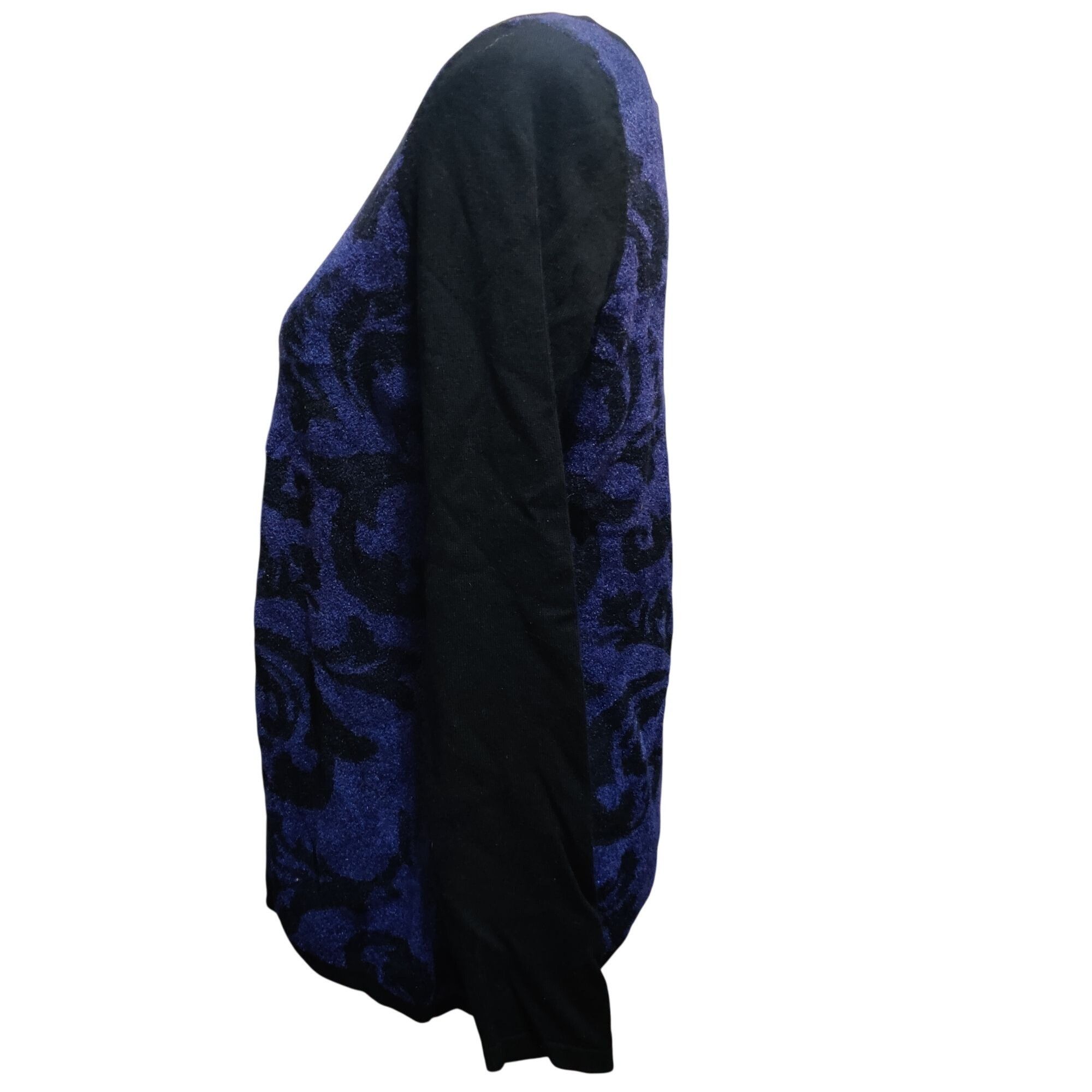 Other Dana Buchman M Purple Black Baroque Damask Knit Sweater Long Size M / US 6-8 / IT 42-44 - 9 Thumbnail
