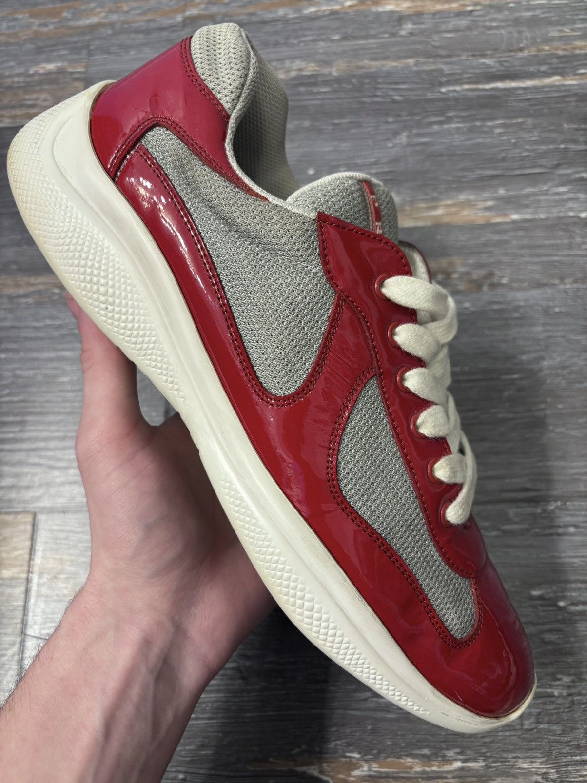 Prada Prada Americas Cup Red Patent Leather Size 11 Size US 11 / EU 44 - 1 Thumbnail
