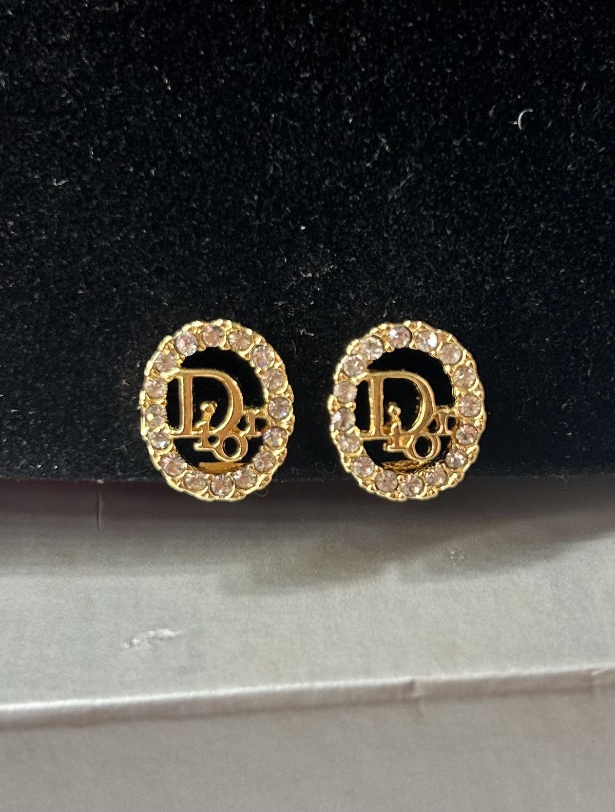 Dior Vintage Dior Rhinestone Gold Plated Oval Clip on Earrings Size ONE SIZE - 2 Thumbnail