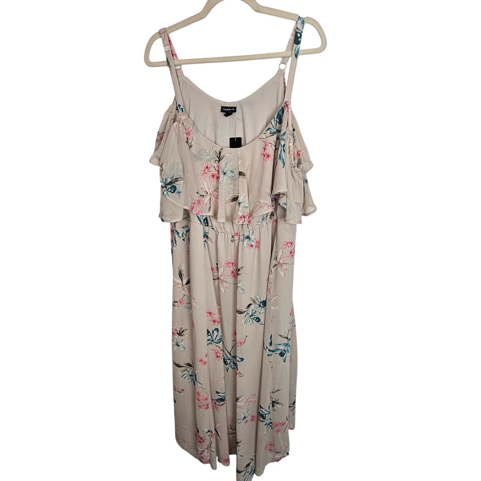 Torrid Torrid Tea Length Floral Chiffon Cold Shoulder A-Line Dress Size XXL / US 16-18 / IT 52-54 - 2 Thumbnail
