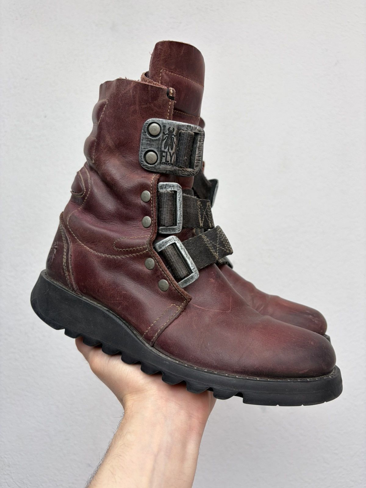Hedi Slimane Vintage Rick Owens Vibe Leather Combat Biker Boots Archive Size US 6.5 / EU 39-40 - 2 Thumbnail