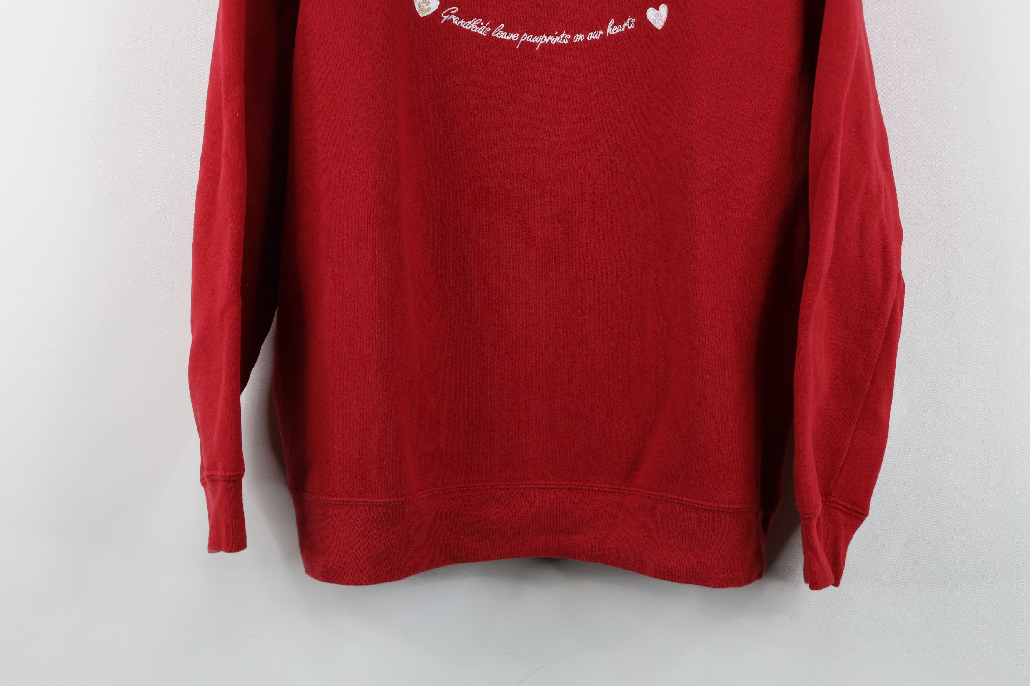 Vintage Vintage 90s Cat Kitten Bell Heart Crewneck Sweatshirt Red Size L / US 10 / IT 46 - 3 Thumbnail