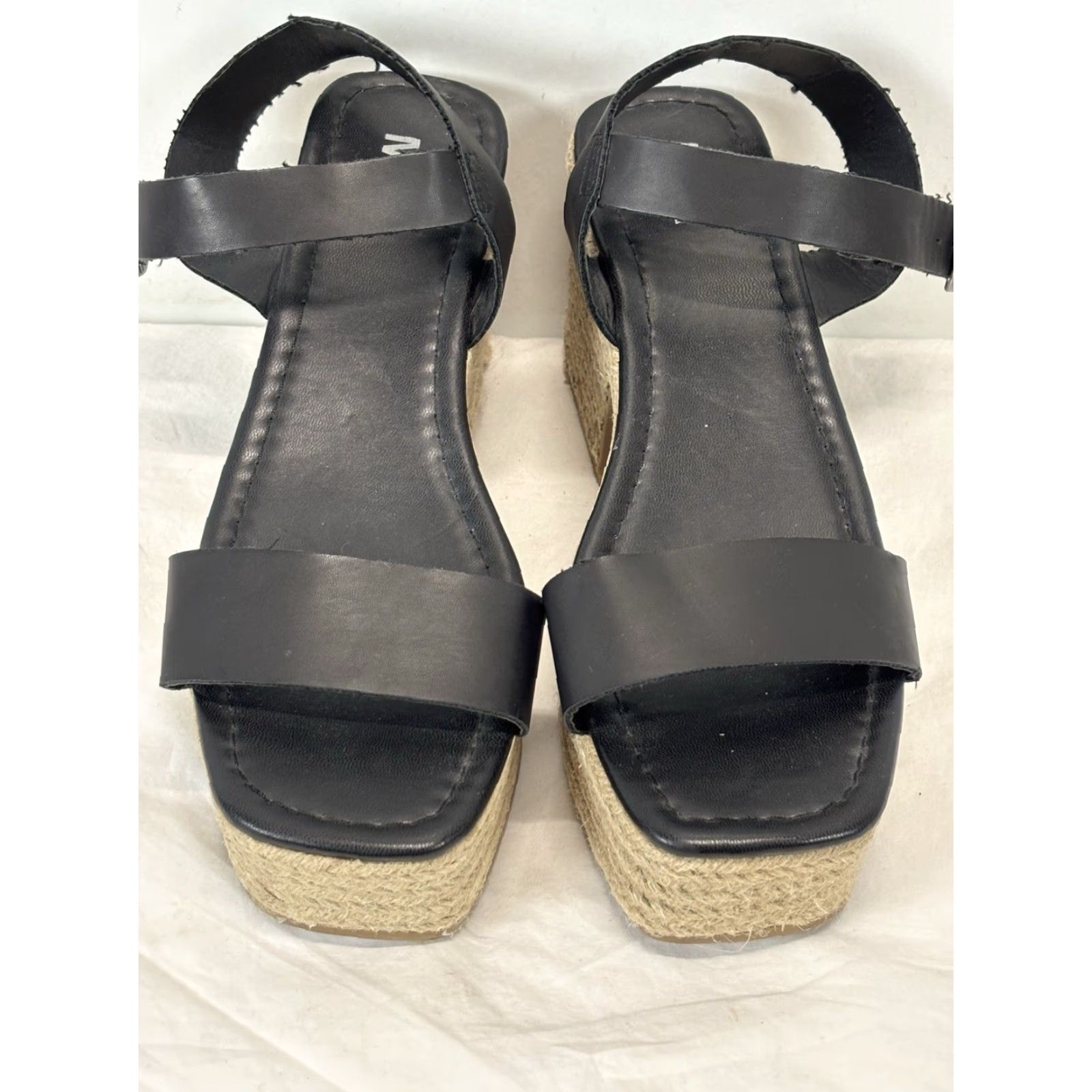 Vintage MIA Florida Sandals Women’s 9 Black Chunky Espadrille Platform Buckle Faux Leather Size US 9 / IT 39 - 3 Thumbnail
