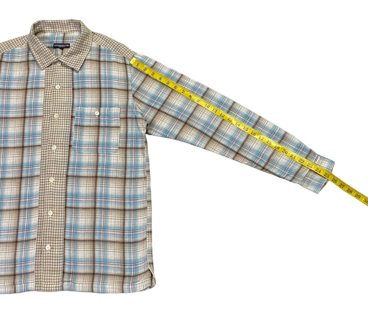 GOODENOUGH × Japanese Brand Goodenough Spellout Checked Shirt Button Ups Size US M / EU 48-50 / 2 - 7 Thumbnail