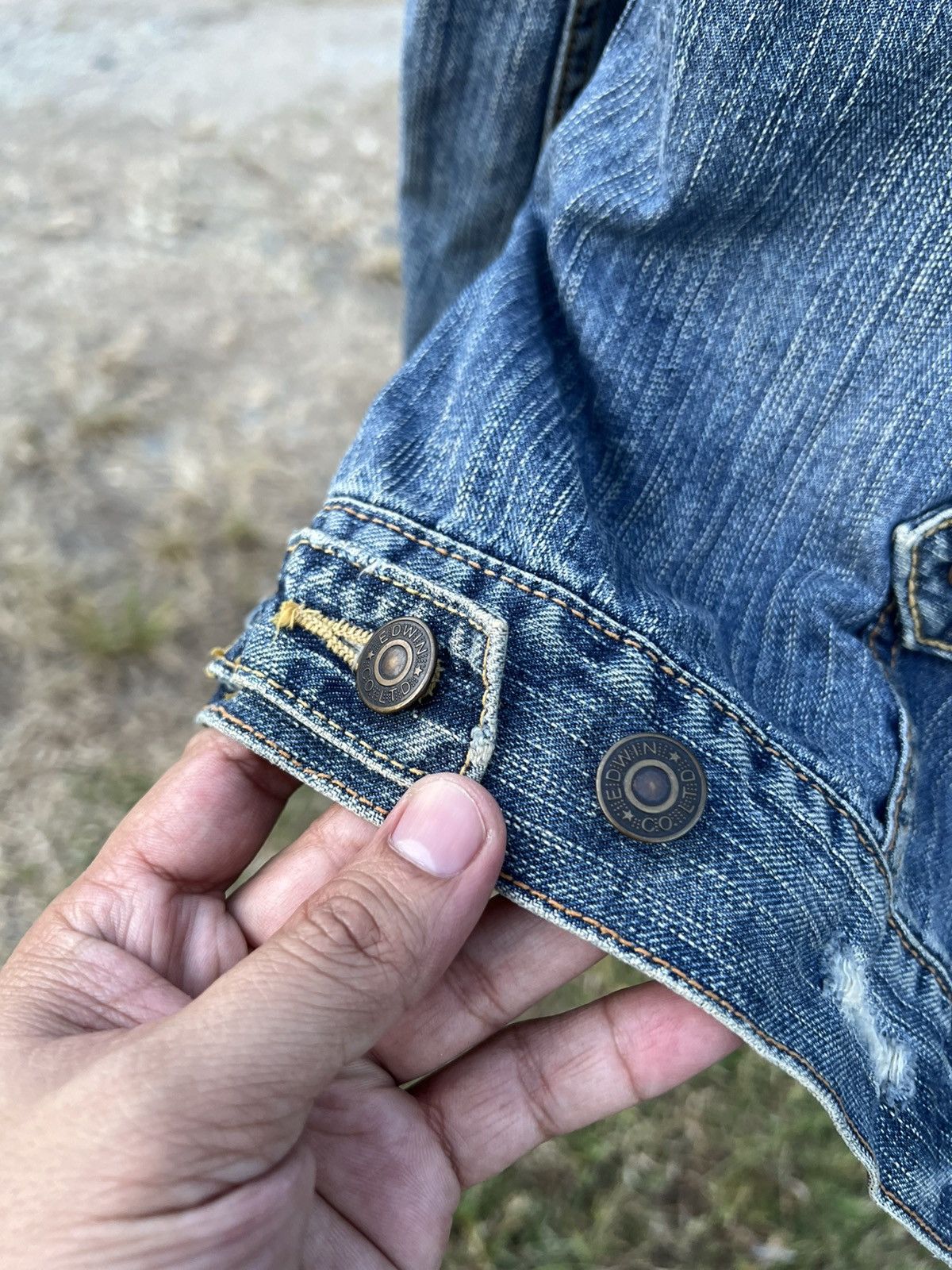Edwin × If Six Was Nine × Le Grande Bleu (L.G.B.) 90’s style Edwin Distress Faded Denim Jacket Size US S / EU 44-46 / 1 - 13 Thumbnail