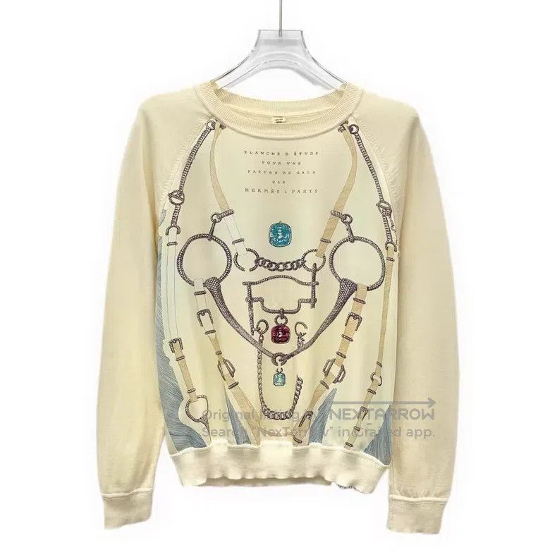 Hermes Hermes Beige Mulberry Silk Rope Pattern Print Cashmere Cre Size XXS / US 00 / IT 34 - 1 Thumbnail