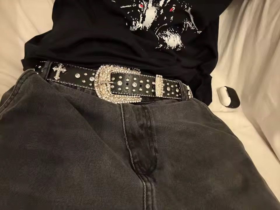 Japanese Brand Y2K Cross Rhinestone Belt Size ONE SIZE - 4 Thumbnail