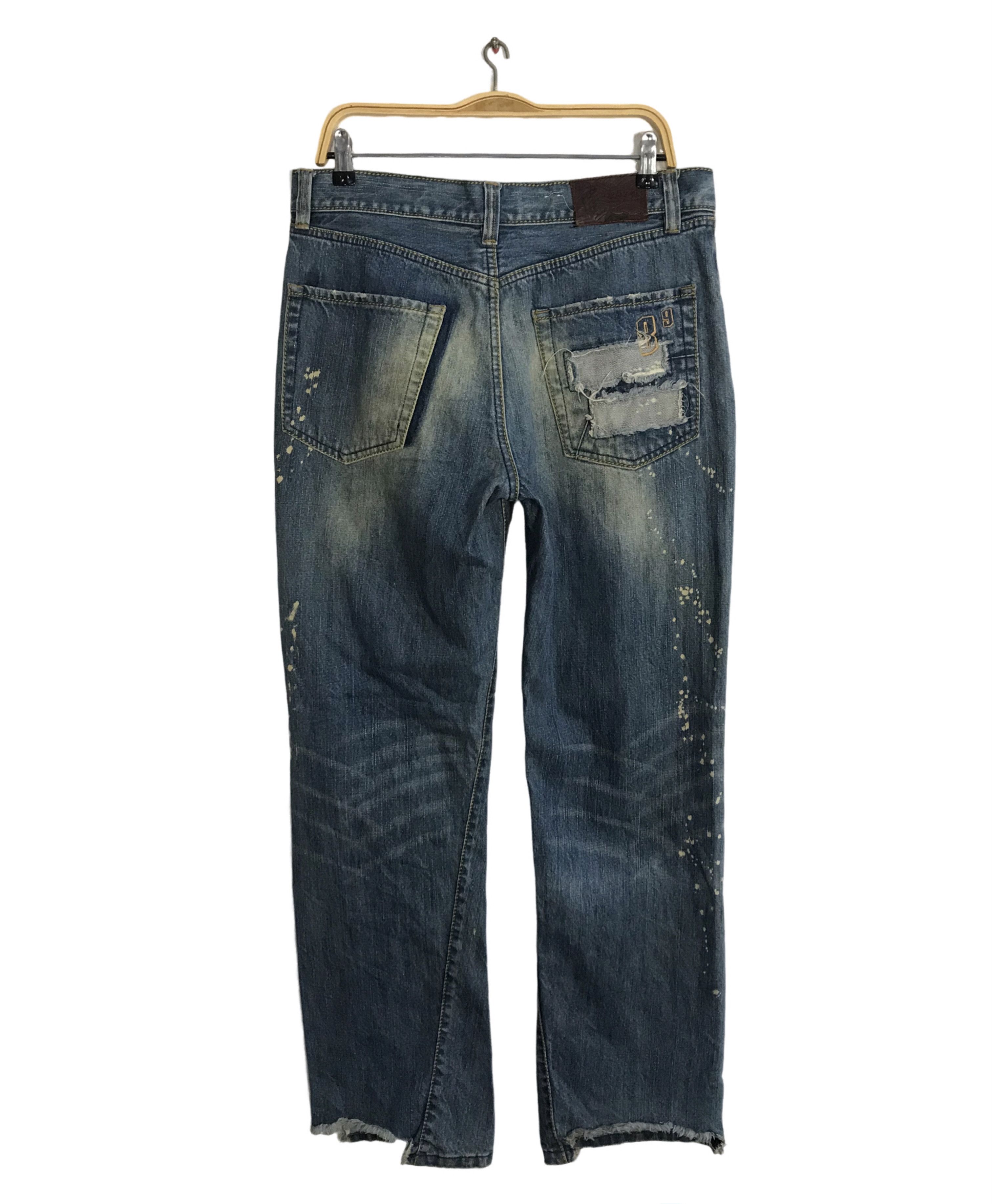 Japanese Brand Big Train Indigo Distressed Denim Paint Splash Thrashed Size US 33 - 2 Thumbnail