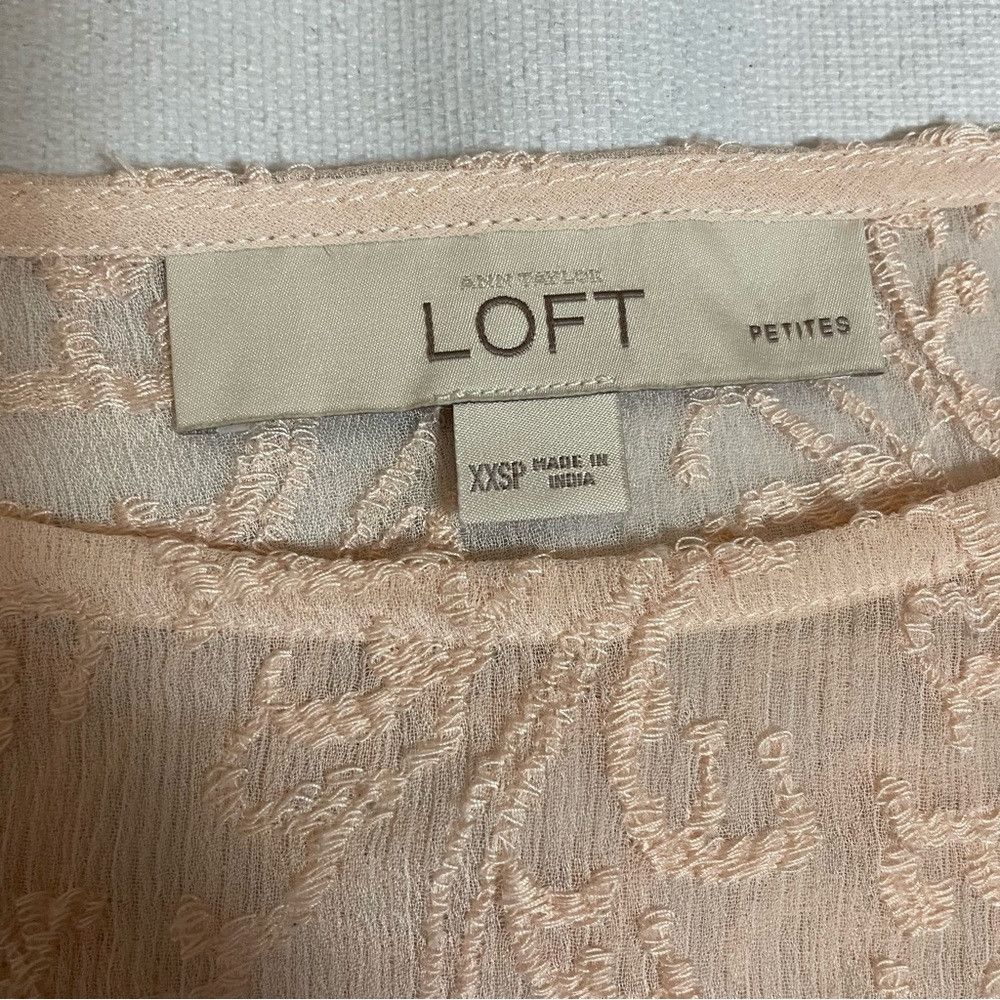 Loft Loft Light Pink Sheer Embroidered Long Sleeve Top Size XXSP Size XXS / US 00 / IT 34 - 6 Thumbnail