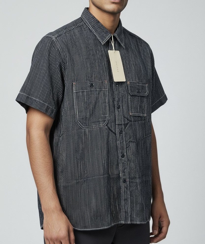 Japanese Brand Beslow stripe work crop shirt Size US M / EU 48-50 / 2 - 1 Thumbnail