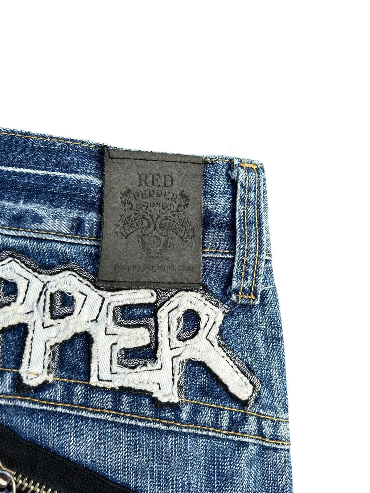 Kapital RED PEPPER JAPAN HIPPIES SMILE DISTRESSED DENIM JEANS Size US 34 / EU 50 - 9 Thumbnail