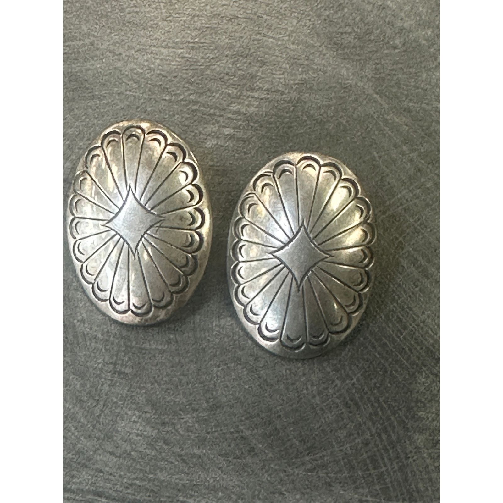 Vintage Tom Lewis Concho Sterling Clip On Earrings