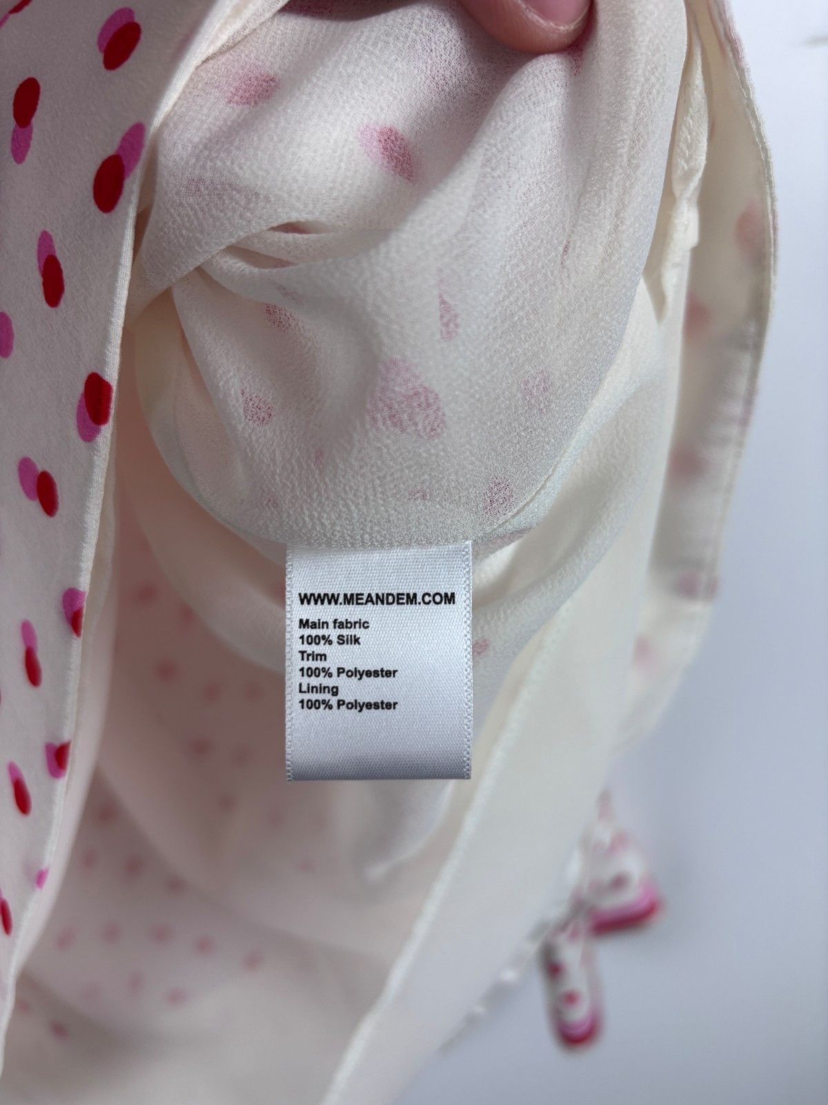 ME+EM ME+EM Silk Blouse Long Sleeve Polka Dot White Pink Size US 8 Size M / US 6-8 / IT 42-44 - 9 Thumbnail