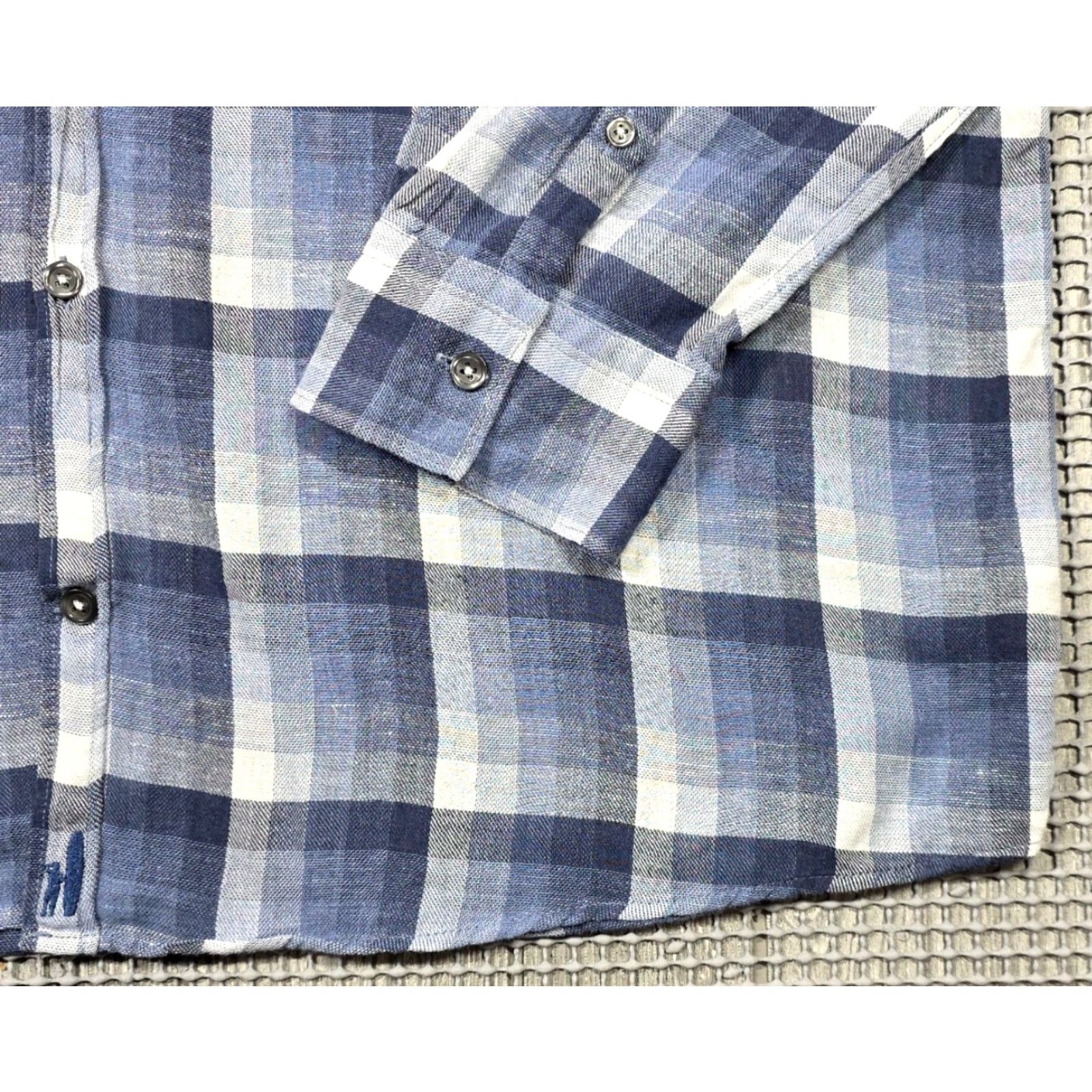 johnnie-O johnnie-O Mens Shirt XL Linen Blend Button-Up Shadow Plaid Roth Size US XL / EU 56 / 4 - 5 Thumbnail