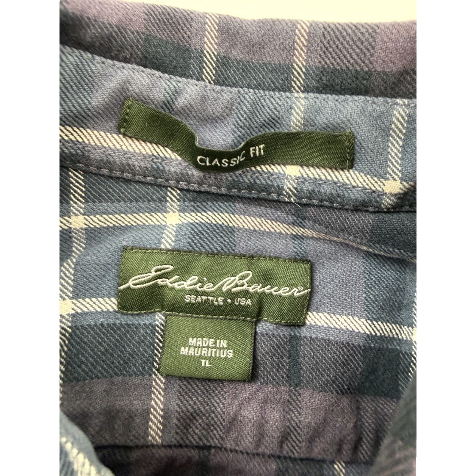 Eddie Bauer Eddie Bauer Shirt Mens LT Blue Plaid Flannel Button Front Long Sleeve Casual Classic Fit Mens Large Tall Blue Plaid Flannel Shirt Size US L / EU 52-54 / 3 - 3 Thumbnail