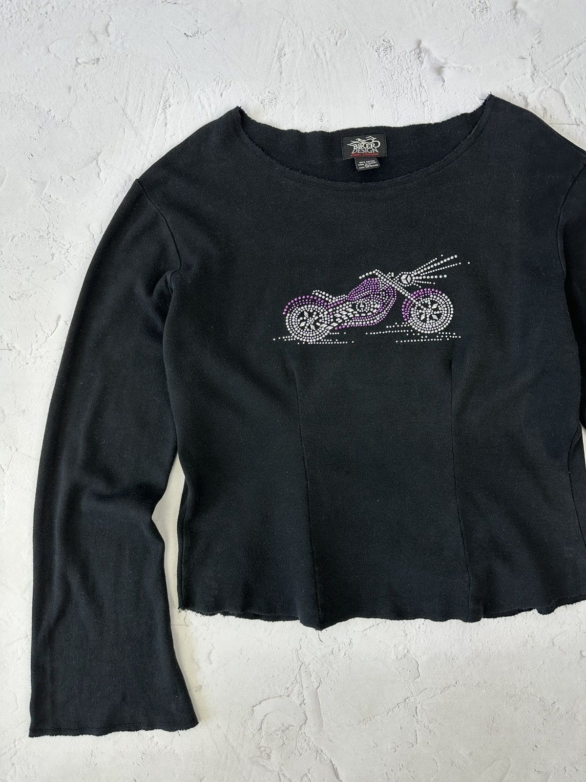 Vintage Y2K Vintage Moto Distressed Flared Sleeve Sweater Size L / US 10 / IT 46 - 2 Thumbnail